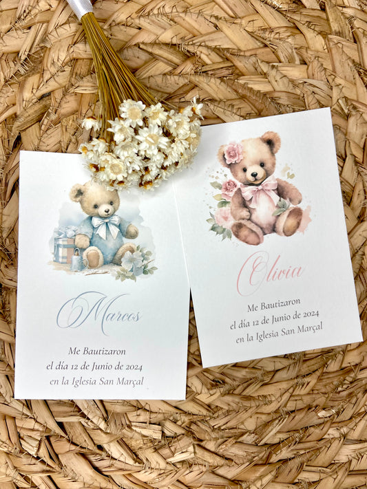 Recordatorios Bautizo ''Osito Vintage''