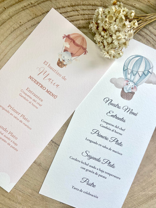 Menú Bautizo ''Globo Aerostático''