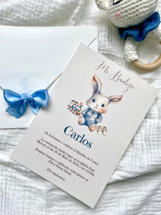 Invitación Bautizo ''Conejito Vintage''