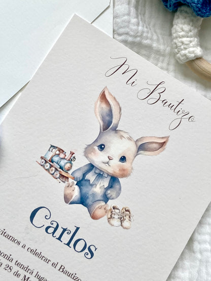 Invitación Bautizo ''Conejito Vintage''