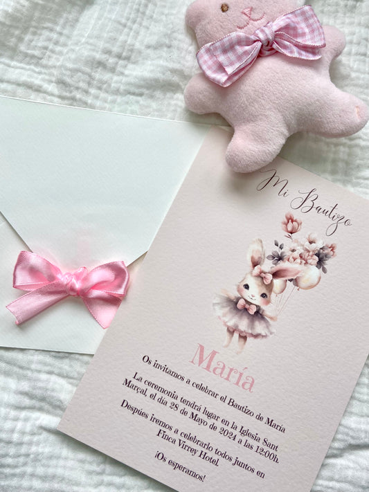 Invitación Bautizo ''Conejito Vintage''