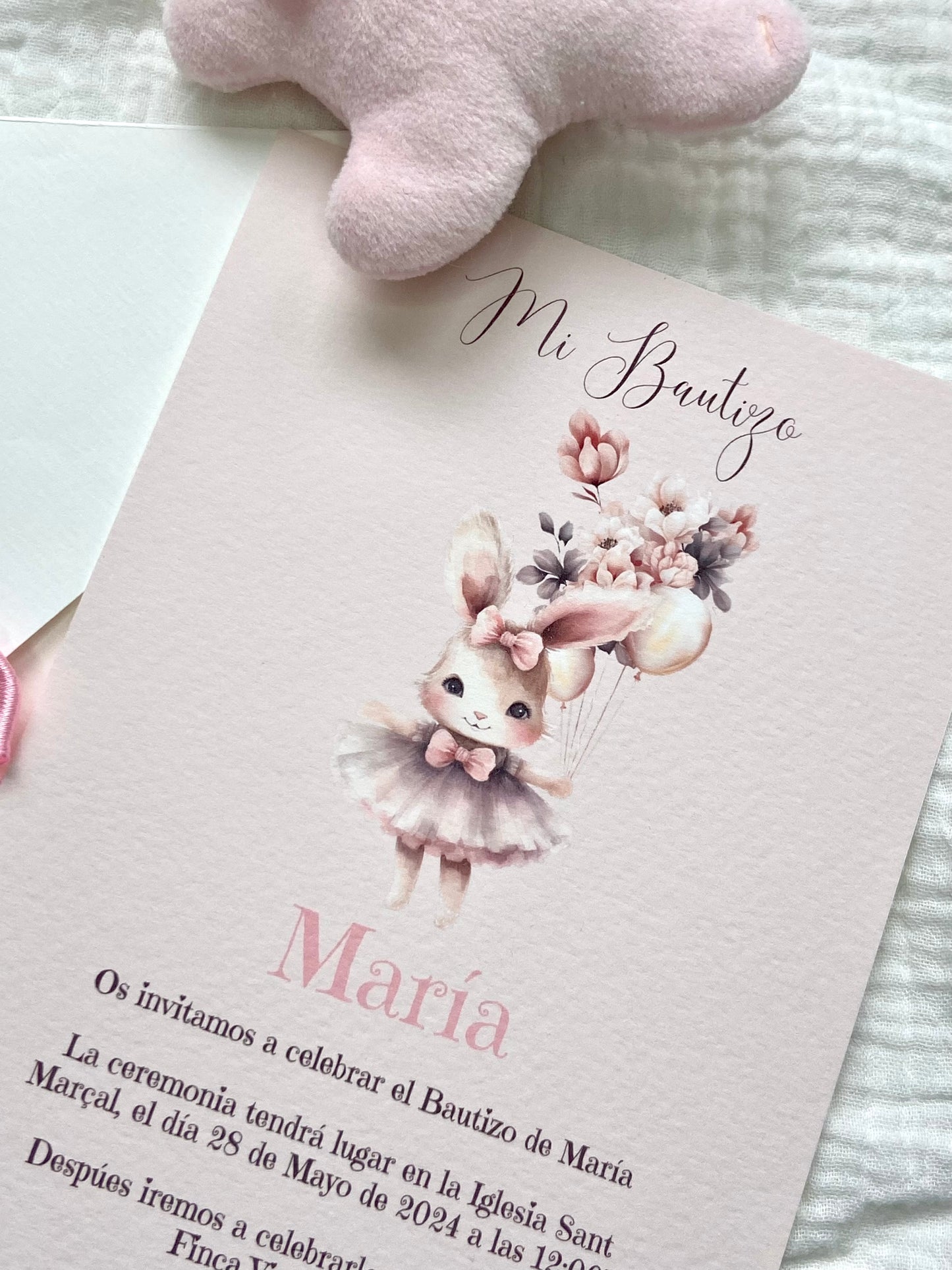 Invitación Bautizo ''Conejito Vintage''