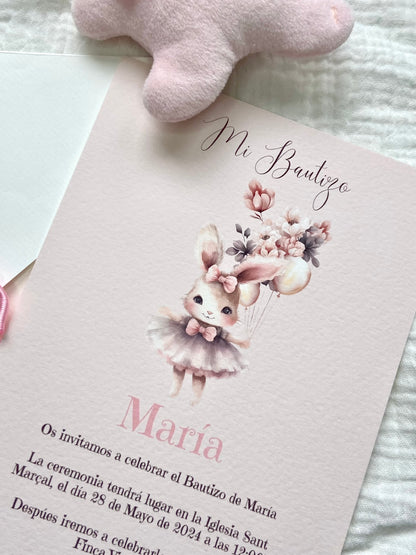 Invitación Bautizo ''Conejito Vintage''