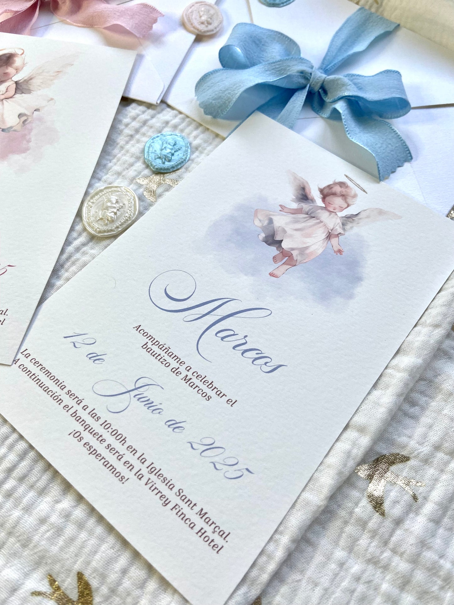 Invitación Bautizo ''Angelitos''