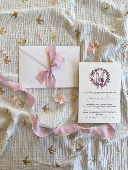 Invitación Bautizo "Corona Inicial Botánica"