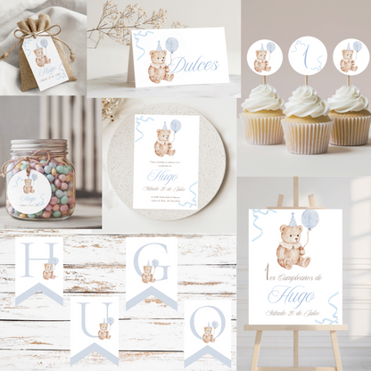 🐻 Pack digital de cumpleaños – Osito Rosa & Osito Azul 🐻